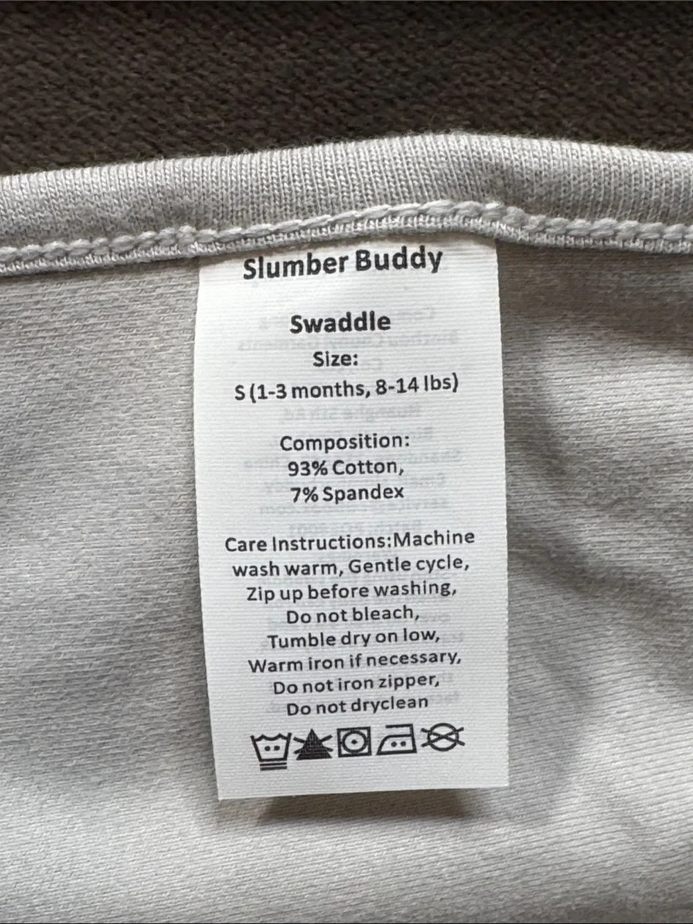 Slumber Buddy Gray Baby Sleep Sack Zip-Up Swaddle SMALL 1-3 Months 8-14lbs NEW